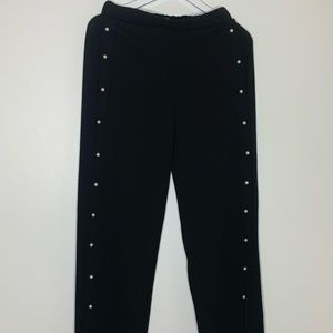 Black straight pearl pants
